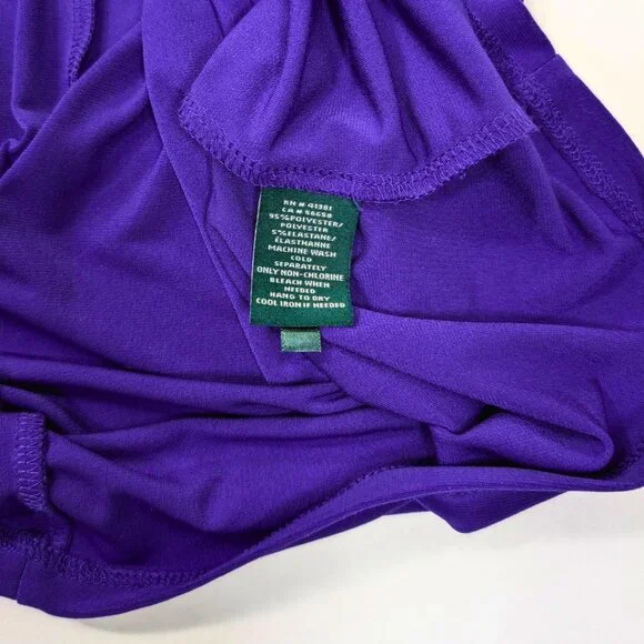 Lauren Ralph Lauren Wmns 12 Purple V-Neck Stretch Sleeveless Cocktail Dress - Picture 9 of 9